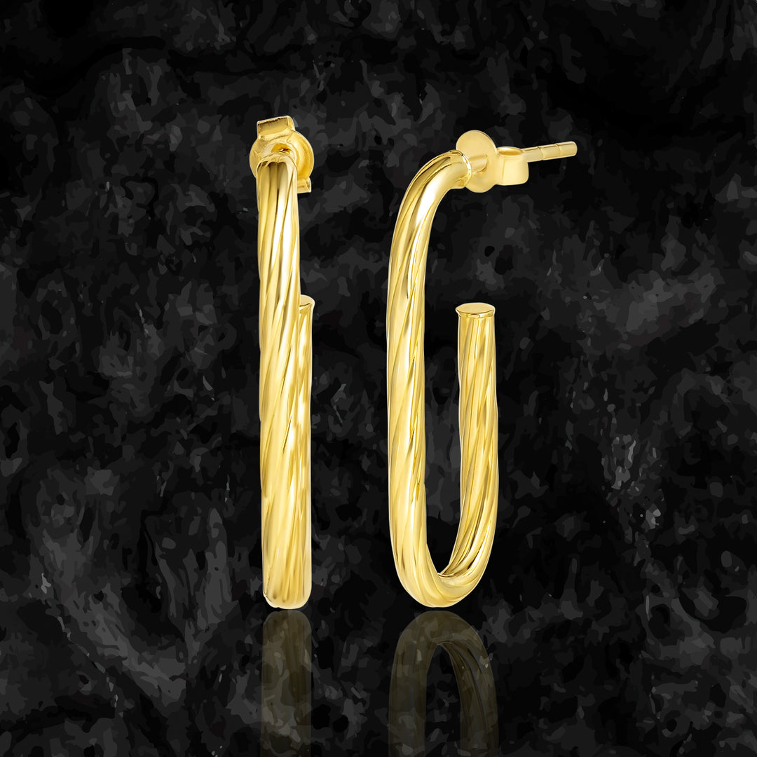 18K Real Gold Hook Earrings