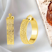 18K Real Gold Round Loop Earrings