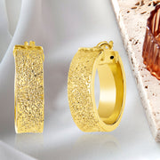 18K Real Gold Round Loop Earrings