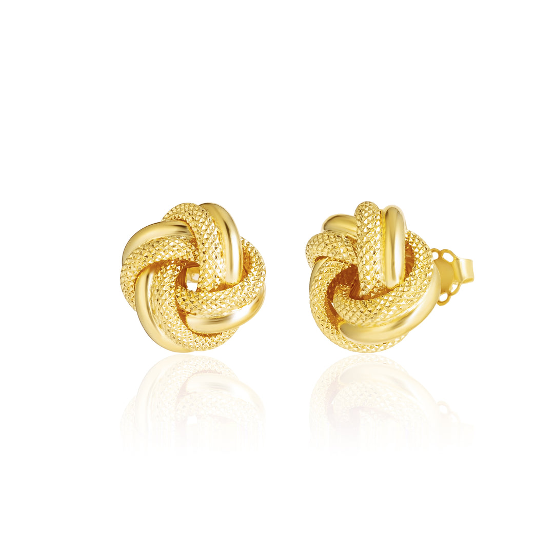 18K Real Gold Twisted Knot Earrings
