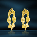 Load image into Gallery viewer, 18K Real Gold Twisted Round Loop Earrings