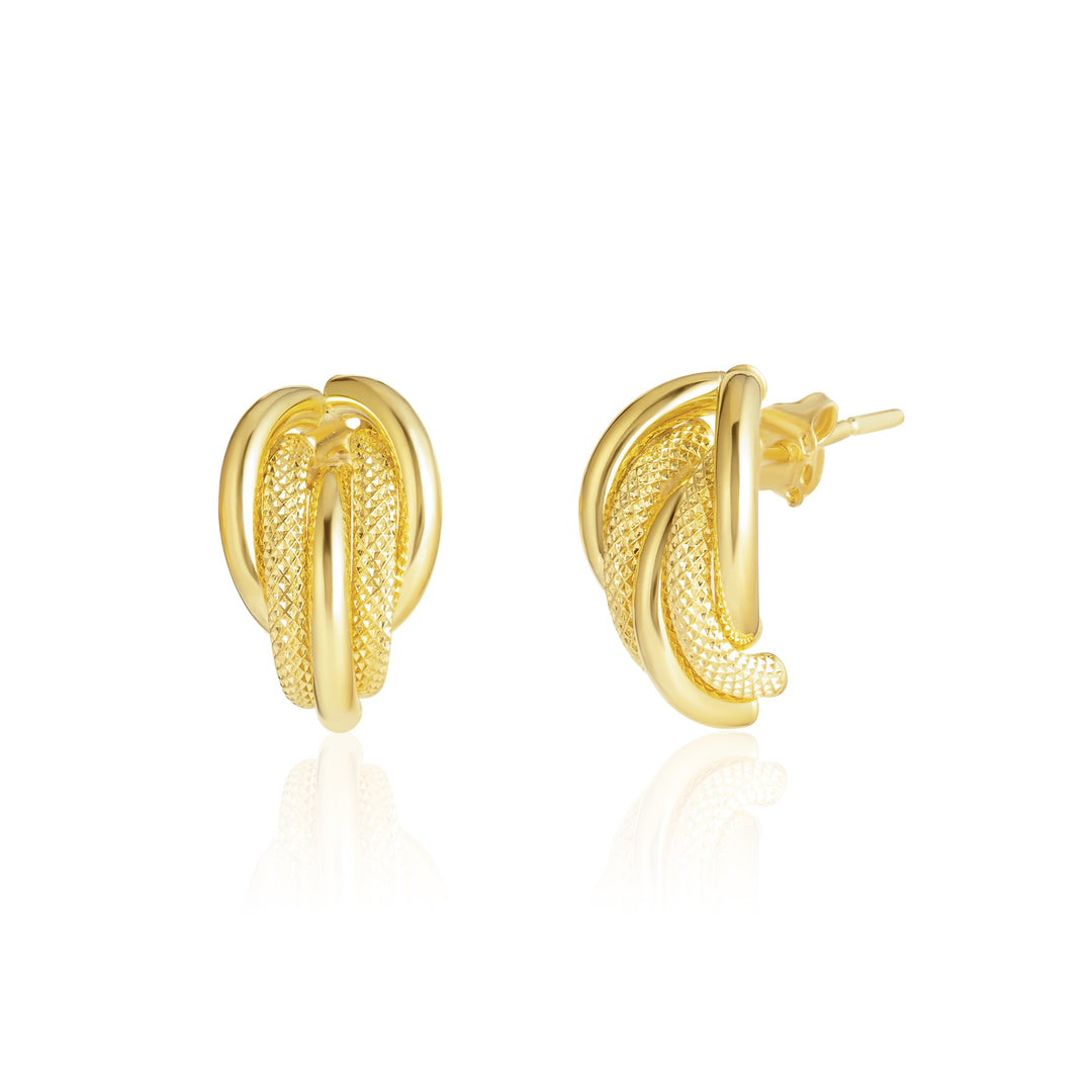 18K Real Gold Twisted Curved Earrings