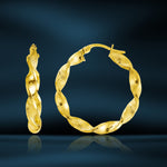 Load image into Gallery viewer, 18K Real Gold Twisted Round Loop Earrings
