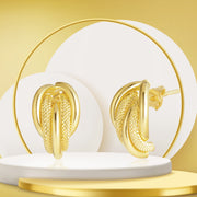 18K Real Gold Twisted Curved Earrings