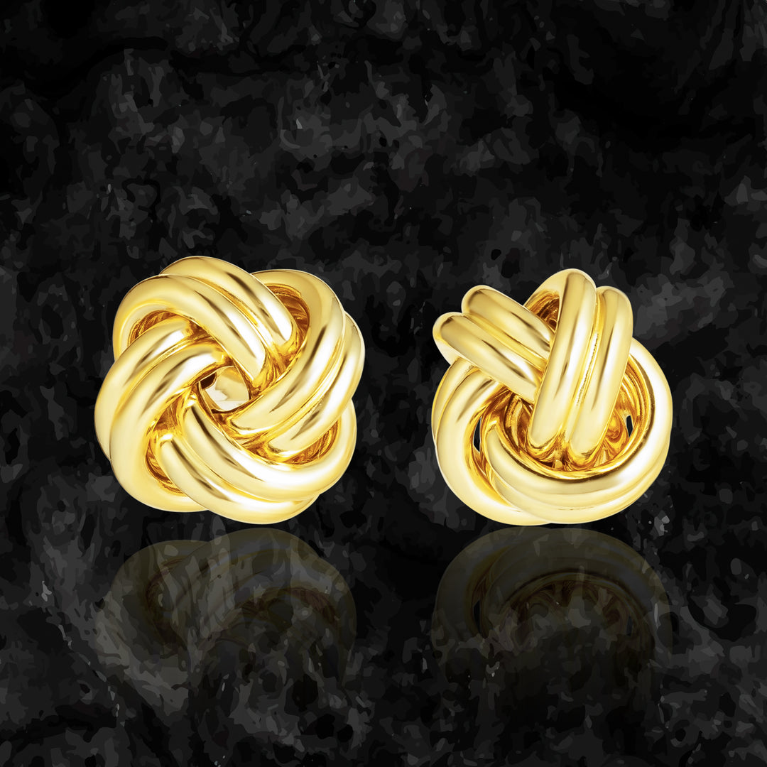 18K Real Gold Twisted Knot Earrings