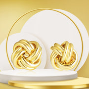 18K Real Gold Twisted Knot Earrings