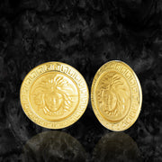 18K Real Gold Round V.R.C Stud Earring Set