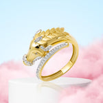 Load image into Gallery viewer, 18K Real Gold Horse Stone Ring
