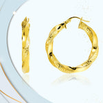 Load image into Gallery viewer, 18K Real Gold Round Twisted Loop Earring Set
