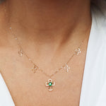Load image into Gallery viewer, 18K Real Gold Green Stone Cross Necklace
