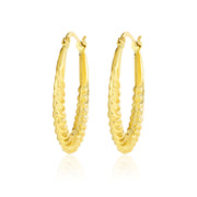 18K Real Gold Oval Earrings