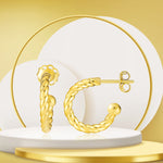 Load image into Gallery viewer, 18K Real Gold Twisted Hook Earrings