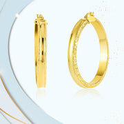 18K Real Gold Round Loop Earrings
