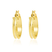 18K Real Gold Round Loop Earring Set