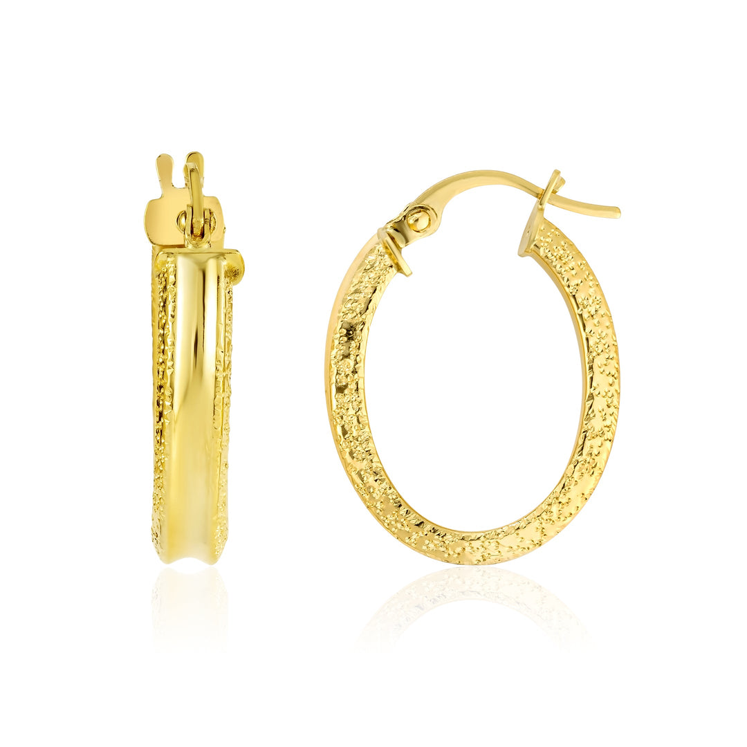 18K Real Gold Round Loop Earring Set