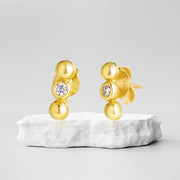 18K Real Gold Seed Stone Earrings