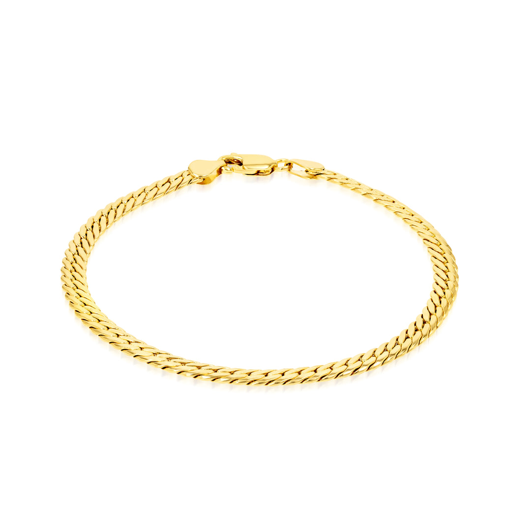 18K Real Gold Thick Flat Bracelet