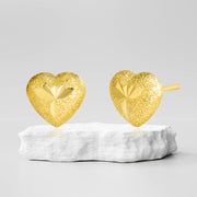 18K Real Gold Heart Earrings