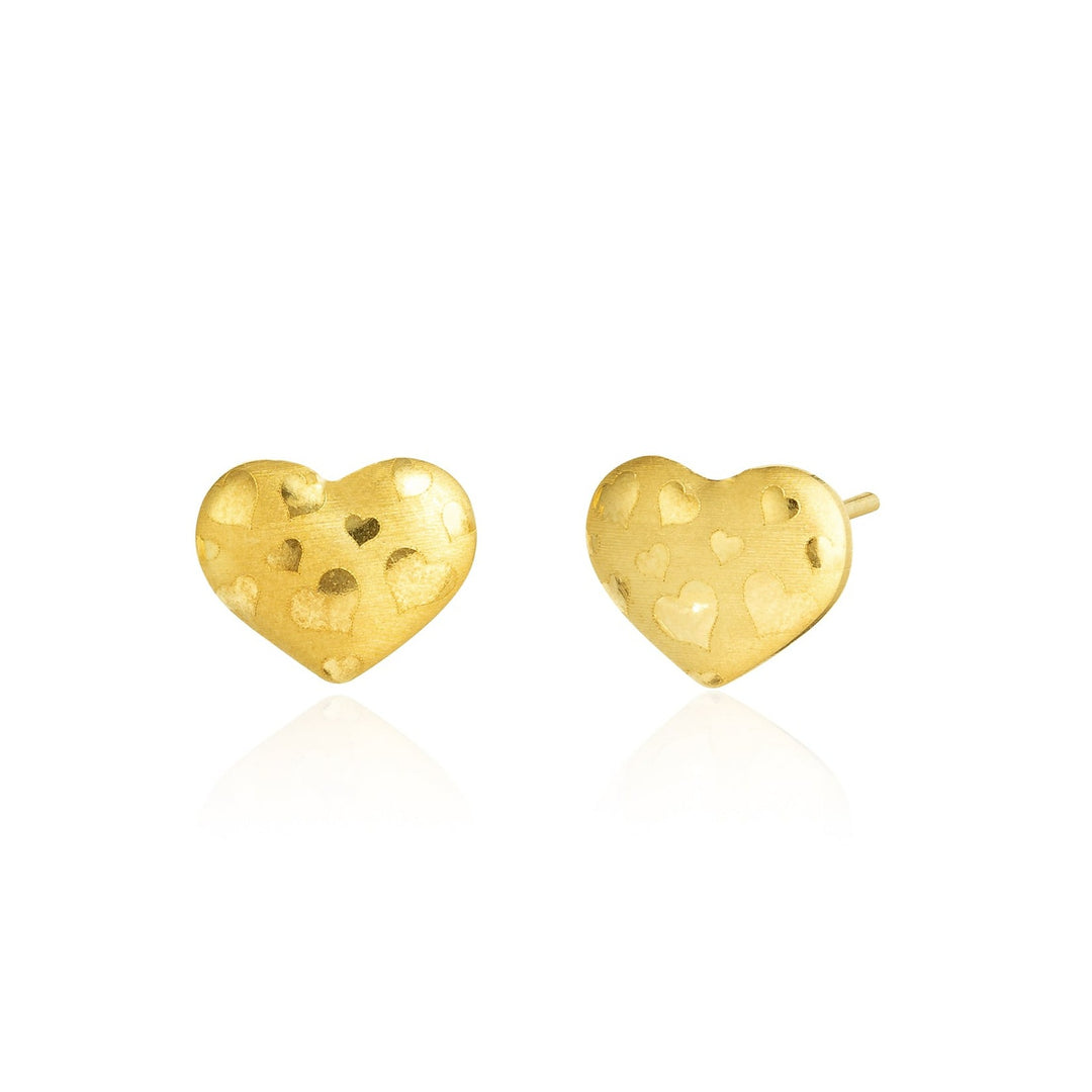 18K Real Gold Heart Earrings