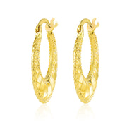 18K Real Gold Round Loop Earrings