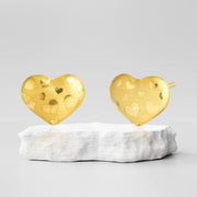 18K Real Gold Heart Earrings