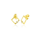 Load image into Gallery viewer, 18K Real Gold Square Stone Earrings