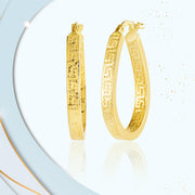 18K Real Gold Oval Loop Earrings