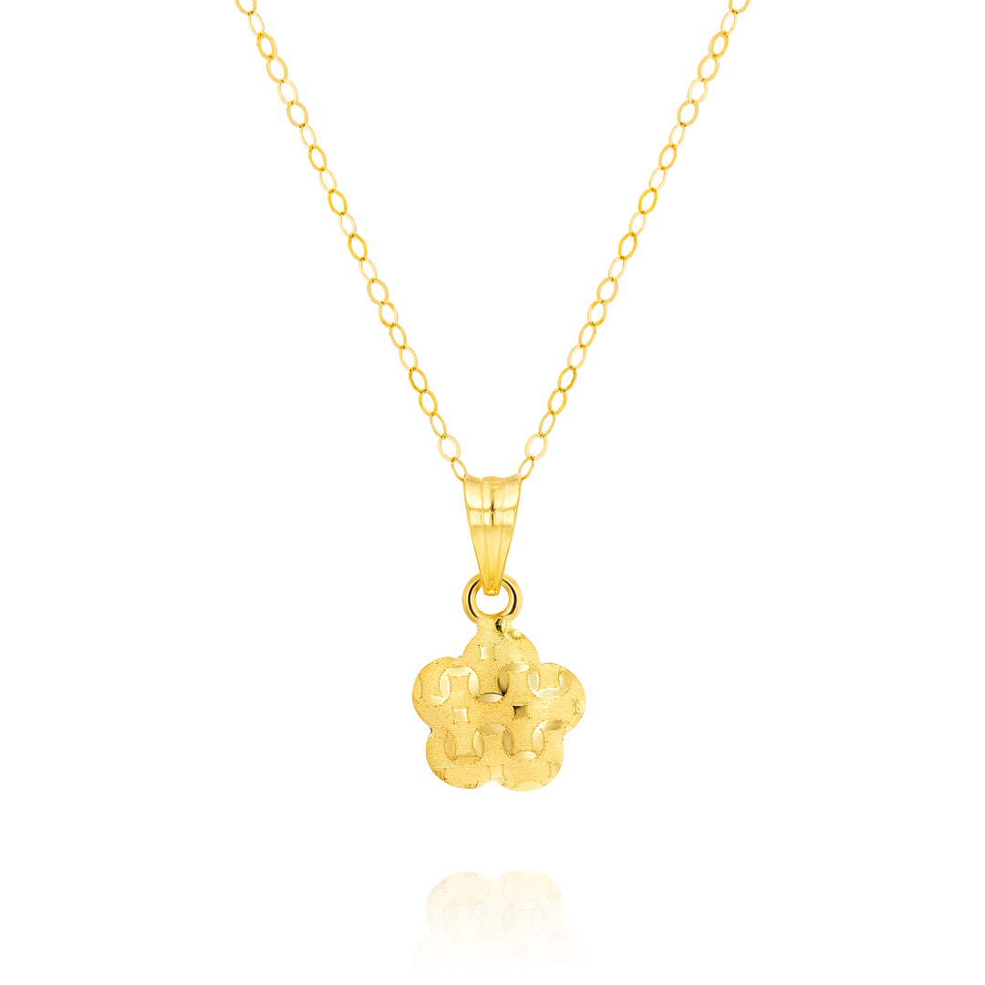 18K Real Gold Fine Flower Necklace