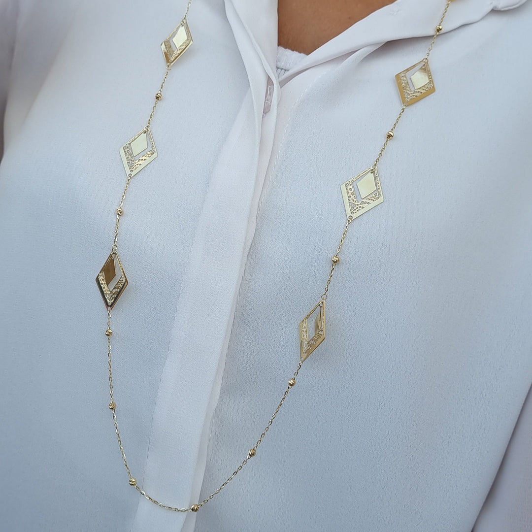 18K Real Gold Long Necklace