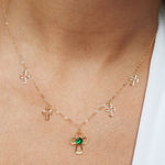 Load image into Gallery viewer, 18K Real Gold Green Stone Cross Necklace
