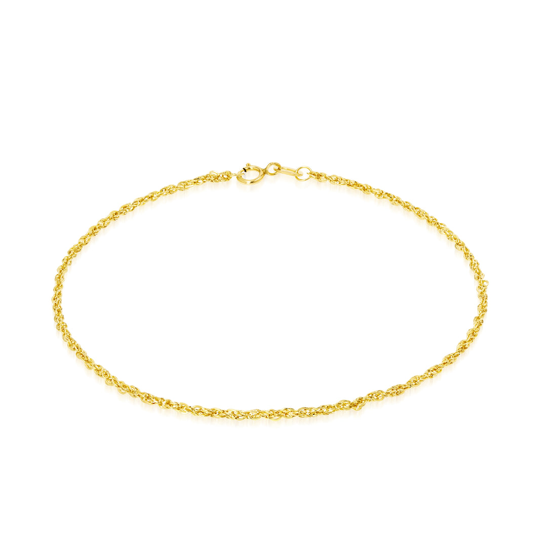 18K Real Gold Thin Rope Bracelet