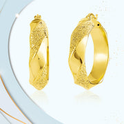 18K Real Gold Thick Round Loop Earrings