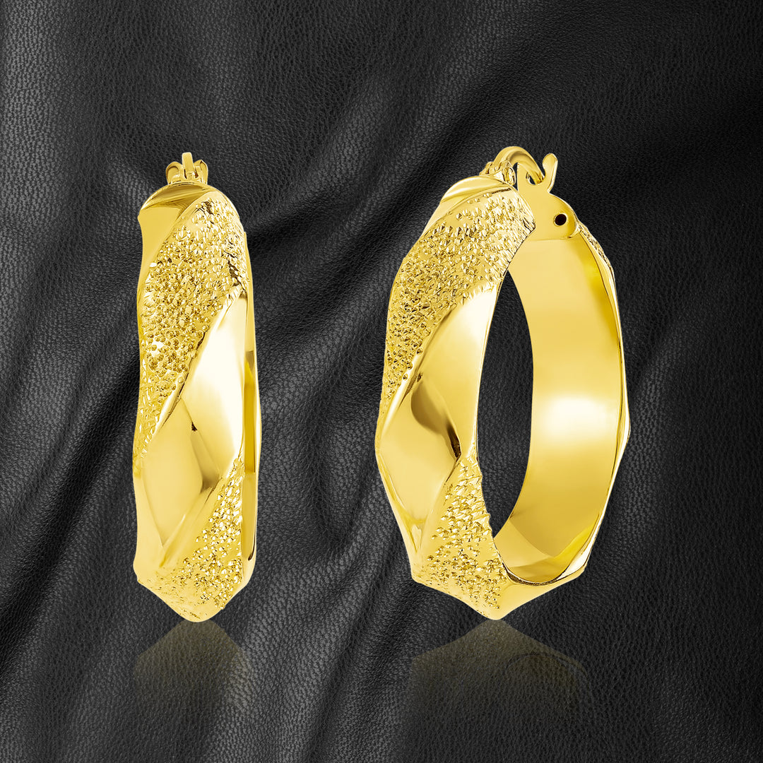 18K Real Gold Thick Round Loop Earrings