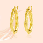 18K Real Gold Round Loop Earrings