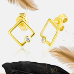 Load image into Gallery viewer, 18K Real Gold Square Stone Earrings