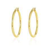 18K Real Gold Round Loop Earrings