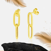 18K Real Gold Hanging Linked Earrings
