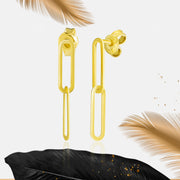 18K Real Gold Hanging Linked Earrings