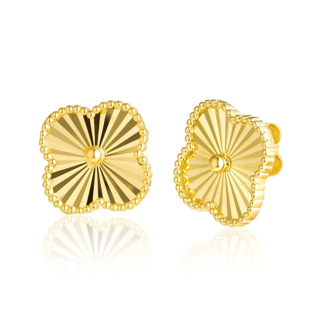 18K Real Gold V.C Flower Earrings