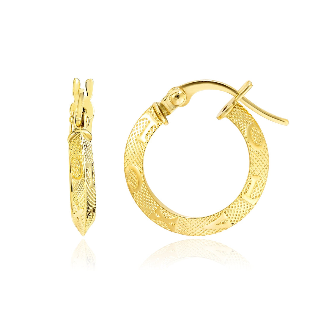 18K Real Gold Round Loop Earring Set