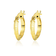 18K Real Gold Round Loop Earring Set