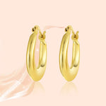 Load image into Gallery viewer, 18K Real Gold Oval Loop Earrings