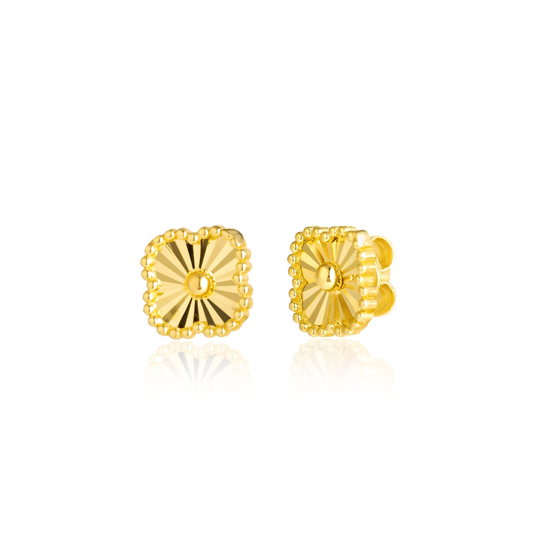18K Real Gold V.C Flower Earrings
