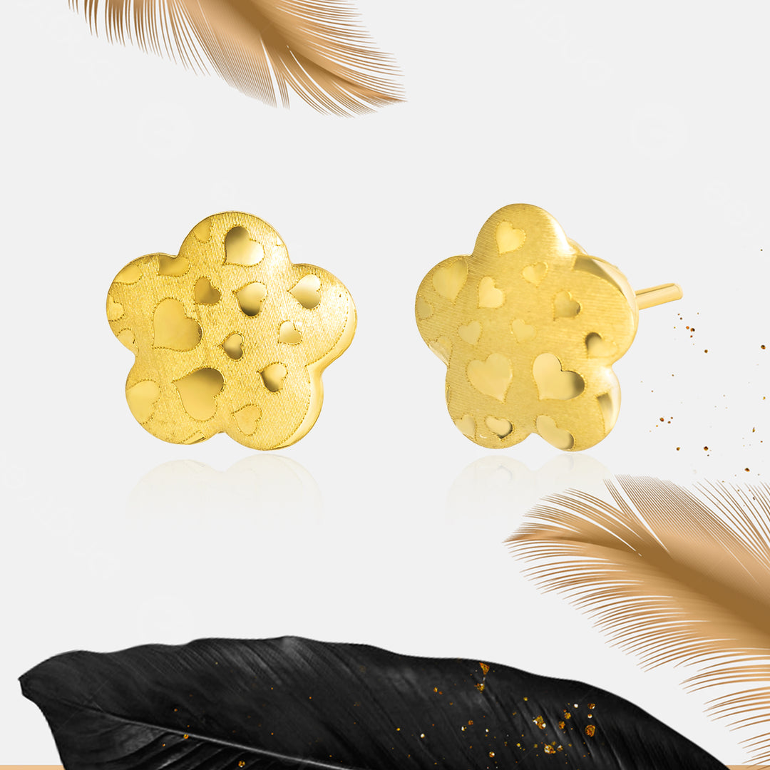 18K Real Gold Fine Flower Earrings