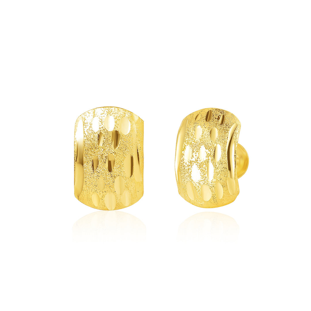 18K Real Gold Curved Square Screw Earring Set