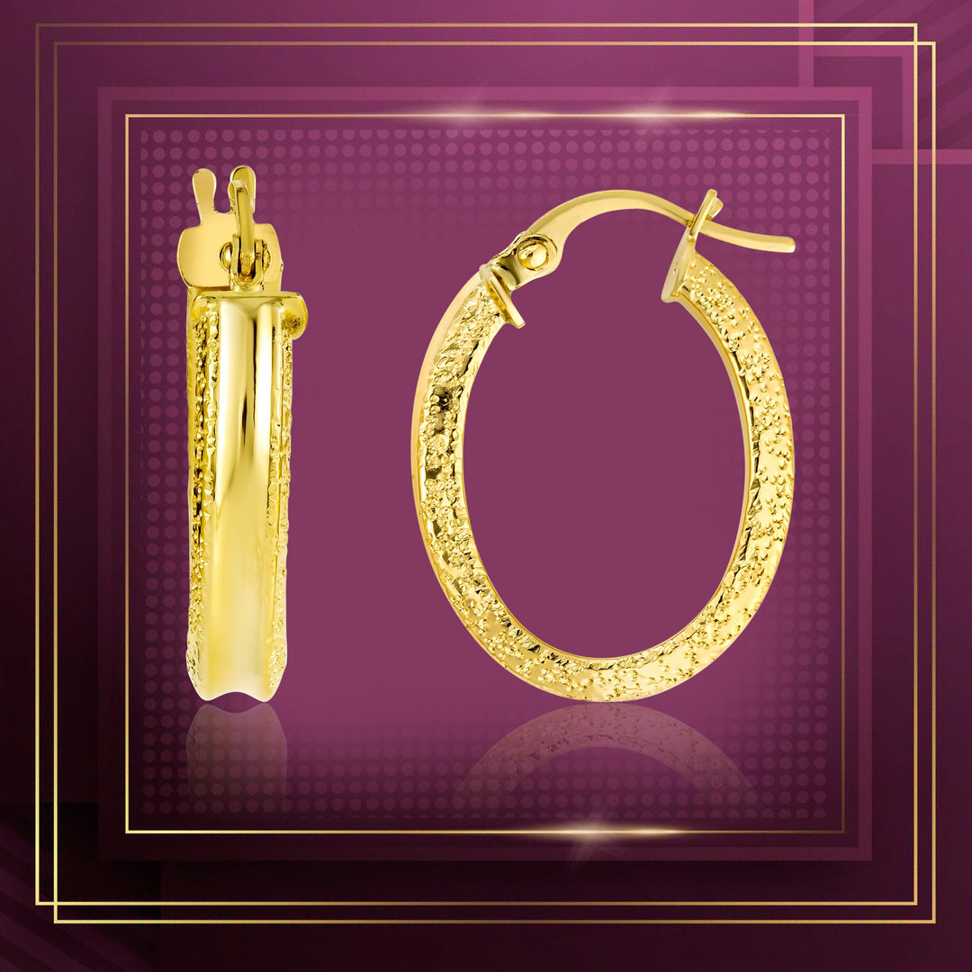 18K Real Gold Round Loop Earring Set