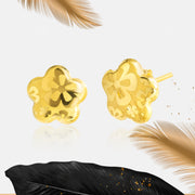 18K Real Gold Fine Flower Earrings