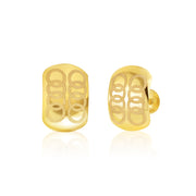 18K Real Gold Curved Square Screw Earring Set