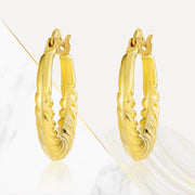 18K Real Gold Round Loop Earrings