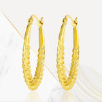 Load image into Gallery viewer, 18K Real Gold Oval Loop Earrings
